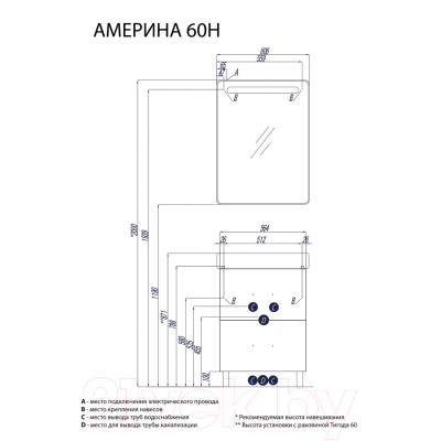 Тумба под умывальник Акватон Америна 60 Н