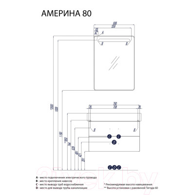 Тумба под умывальник Акватон Америна 80