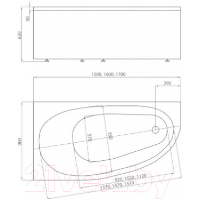 Ванна акриловая Aquatek Дива 170x90 L