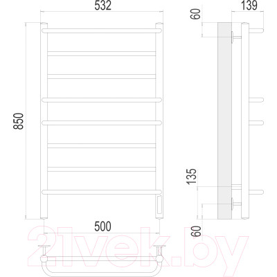 Полотенцесушитель электрический Terminus Евромикс П8 500x850