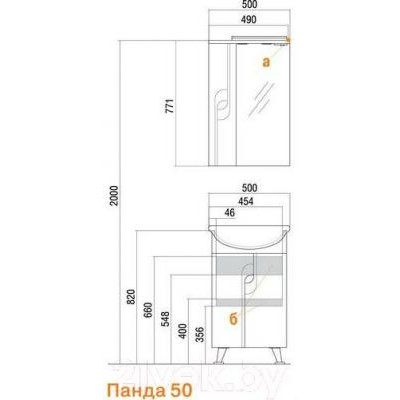 Шкаф с зеркалом для ванной Акватон Панда 50