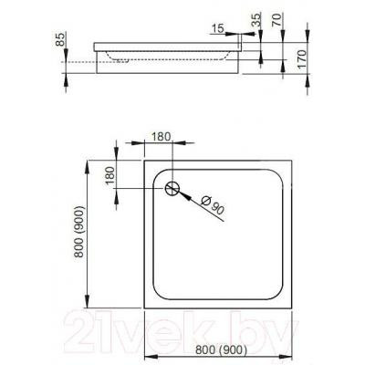 Душевой поддон Radaway Siros C900 Compact / SBC9917-2