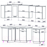 Кухонный гарнитур Интерлиния Мила Gloss 50-12x24