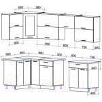 Кухонный гарнитур Интерлиния Мила Gloss 60-12x27