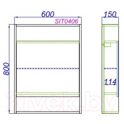 Шкаф с зеркалом для ванной Aqwella Сити 60 / SIT0406DB