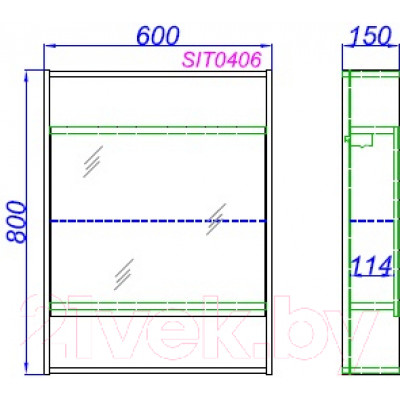 Шкаф с зеркалом для ванной Aqwella Сити 60 / SIT0406DK