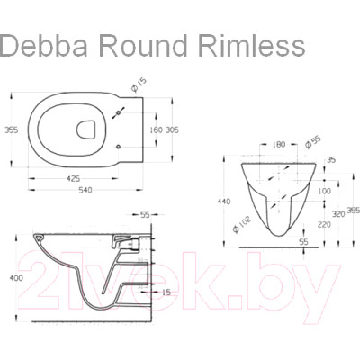 Унитаз подвесной Roca Round Rimless 346998000