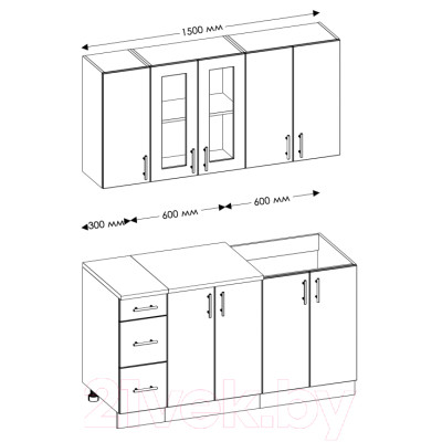 Кухонный гарнитур Senira Вяселка 2/1 1.5м