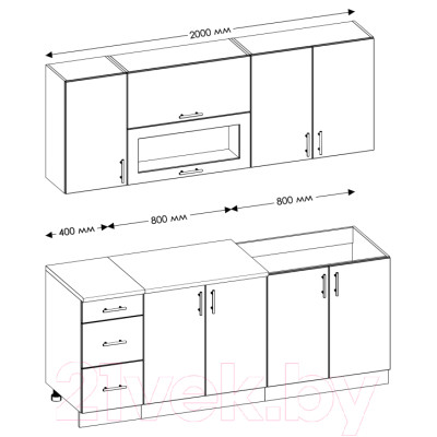 Кухонный гарнитур Senira Вяселка 4/03 2.0м + шкаф настенный В-083