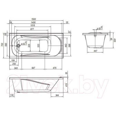 Ванна акриловая Ventospa Serena LA 150x70