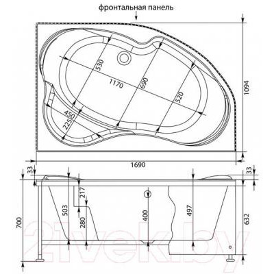 Ванна акриловая Aquanet Capri 170x110 R