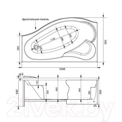 Ванна акриловая Aquanet Palma 170x90 L