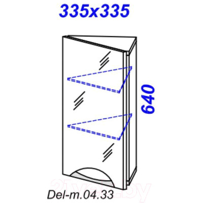 Шкаф с зеркалом для ванной Aqwella Дельта / Del-m.04.33
