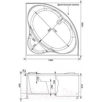 Ванна акриловая Aquanet Palau 140x140