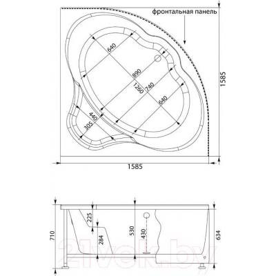 Ванна акриловая Aquanet Santiago 160x160