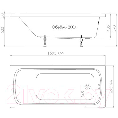 Ванна акриловая Triton Стандарт 160x70