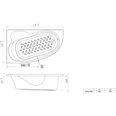 Ванна акриловая Triton Кайли 150x100 R