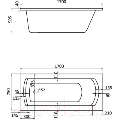 Ванна акриловая Santek Монако XL 170x75