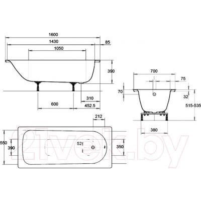 Ванна стальная Kaldewei Eurowa 160x70