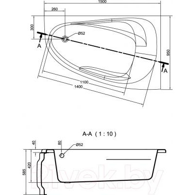 Ванна акриловая Cersanit Joanna New 150x95 R