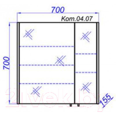Шкаф с зеркалом для ванной Aqwella Командор / Kom.04.07/VM