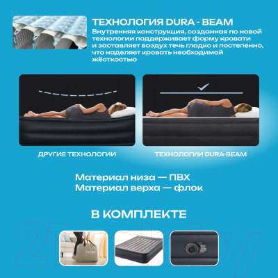 Надувная кровать Intex Queen Deluxe Pillow Rest 64136NP