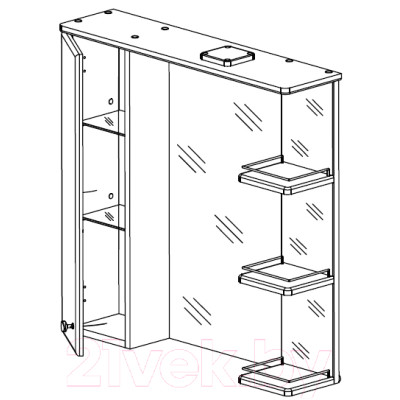 Шкаф с зеркалом для ванной СанитаМебель Камелия-12.75 Д2