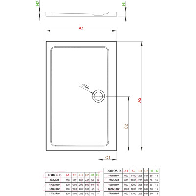 Душевой поддон Radaway Doros Compact D800x1000 / SDRD1080-05