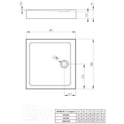 Душевой поддон Radaway Doros Compact C900x900 / SDRC9090-05