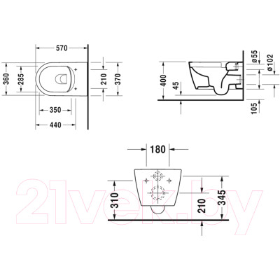 Унитаз подвесной Duravit Set Me by Starck 45290900A1