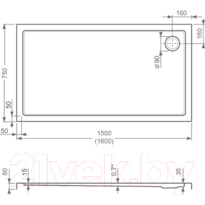 Душевой поддон Roltechnik Flat Kvadro / 8000244