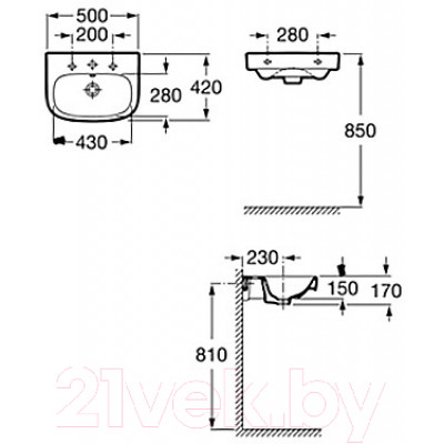 Умывальник Roca Debba 50x42 / 32799600Y