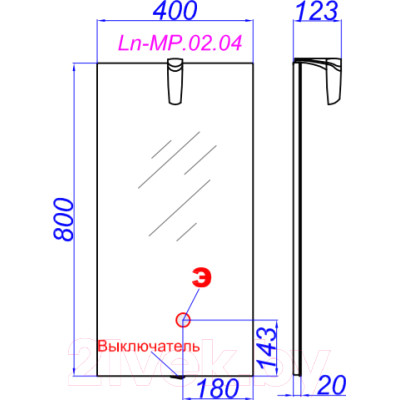 Зеркало Aqwella Лайн / Ln-MP.02.04/W