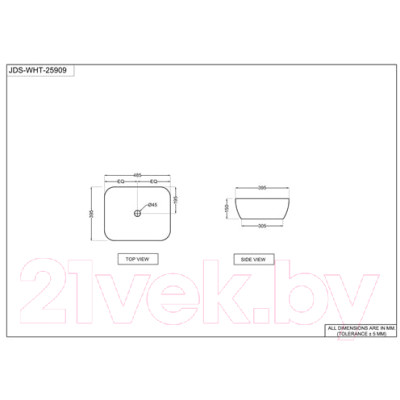 Умывальник Jaquar JDS-WHT-25909