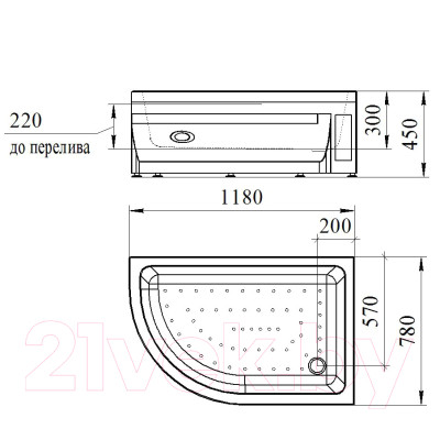 Душевой поддон Radomir 120x80 / 1-11-0-1-0-009