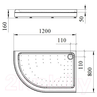 Душевой поддон Radomir 120x80 L / 1-11-0-1-0-008