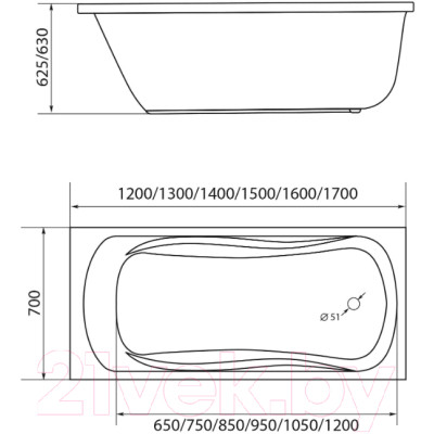 Ванна акриловая 1Марка Classic 150x70 A