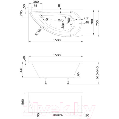 Ванна акриловая 1Марка Piccolo 150x75 L