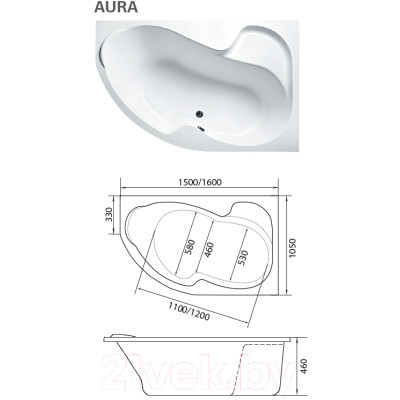 Ванна акриловая 1Марка Aura 150x105 L