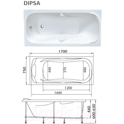 Ванна акриловая 1Марка Dipsa 170x75