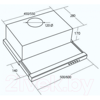 Вытяжка телескопическая Akpo Light Glass Touch Twin II 60 WK-7