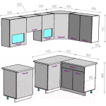 Кухонный гарнитур ВерсоМебель Эко-6 1.4x2.3 правая