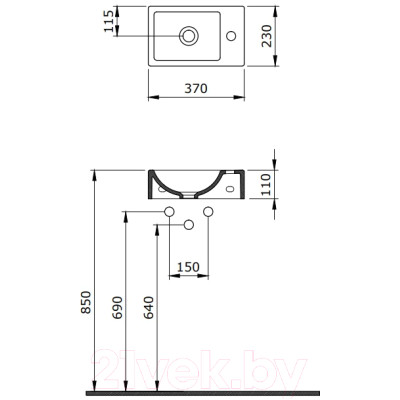 Умывальник Bocchi 37 L / 1418-001-0326