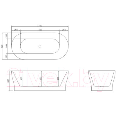 Ванна акриловая BelBagno BB405-1700-800