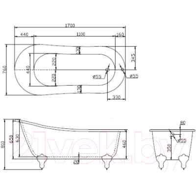 Ванна акриловая BelBagno BB06-1700