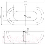 Ванна акриловая BelBagno BB13-1800