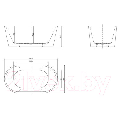 Ванна акриловая BelBagno BB202-1600-800