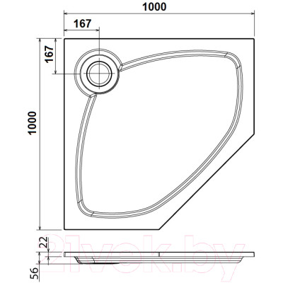 Душевой поддон Cezares Tray-S-P-100-56-W