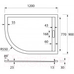 Душевой поддон Cezares TRAY-AS-RH-120/90-550-30-W-R