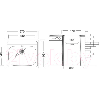 Мойка кухонная Ukinox Гранд GRL570.490-GT8K 0C